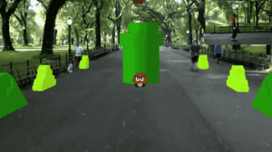 Watch this guy play Super Mario Bros. IRL in Central Park using HoloLens